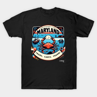 Chesapeake Charm: Maryland's Coastal - American Vintage Retro style USA State T-Shirt